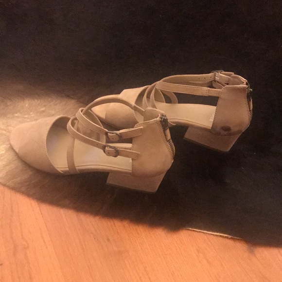 NEW Eileen Fisher women Sandals Kyra tan Nubuck Leather Open Peep Toe Size 7.5 - Picture 11 of 13